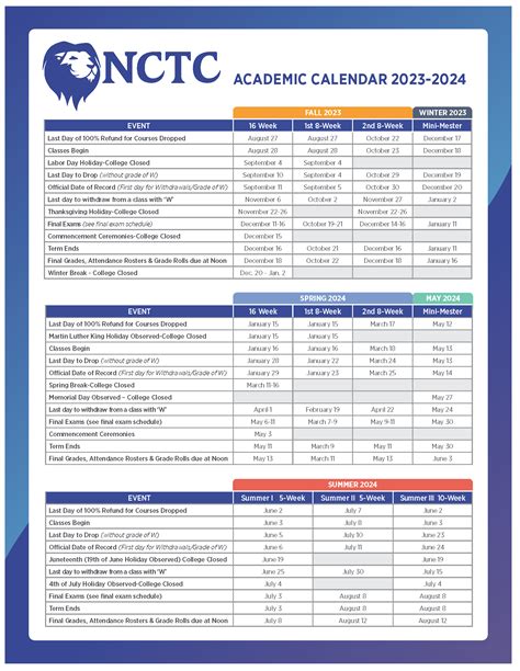 Nctc Academic Calendar
